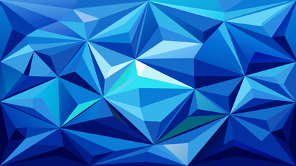 Obraz premium Vector art of abstract blue geometric low poly crystal pattern with sharp facets and vibrant light and shadow play, a modern digital art background