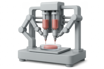 3d bioprinting machine creating cultured meat with transparent background