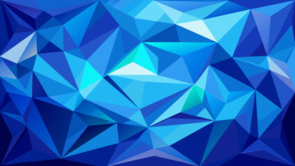 Obraz premium Vector art of abstract geometric low poly background in vibrant shades of blue and cyan, creating a cool, modern digital art pattern with a crystalline texture