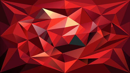 Naklejka premium Vector art of abstract geometric red crystal background with many facets and light reflections, a vibrant digital design with a low poly pattern
