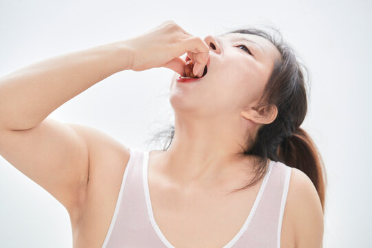 Asian women whose figures have become out of shape due to overeating