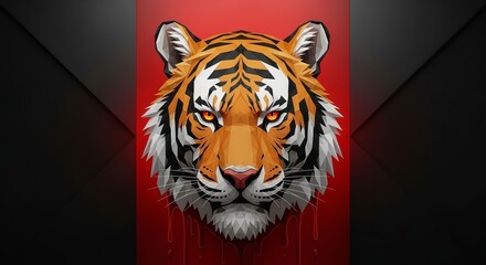 Geometric Low-Poly Style Tiger Head Illustration