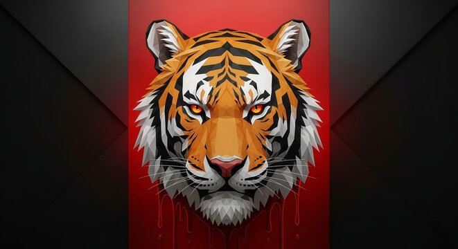 Geometric Low-Poly Style Tiger Head Illustration