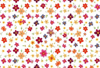 Elegant vector seamless pattern of tiny colorful flowers on white background, perfect for fashion prints, flower pattern, miniature flowers