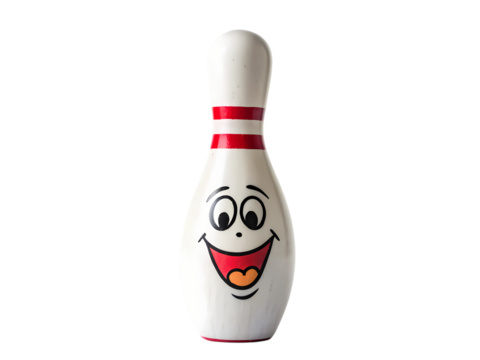 Happy Bowling Pin Cartoon Illustration on transparent background - Powered by Adobe