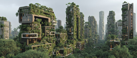 Futuristic Green Urban Skyline