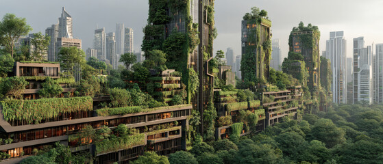 Futuristic Green Urban Skyline