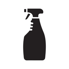 Spray bottle icon. Black silhouette of a cleaning liquid sprayer, symbol for disinfectant, household chores, and hygiene. Vector graphic isolated.
