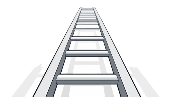 Perspective view of metal rollercoaster tracks