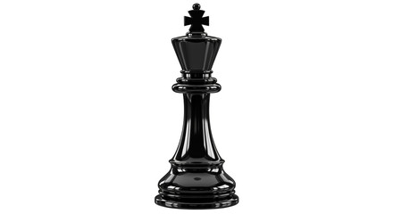 Obraz premium Glossy Black King Chess Piece | High-Resolution 3D RenderShiny Black King for Chess Game | Realistic 3D Model