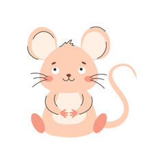 Cartoon cute mouse character sitting