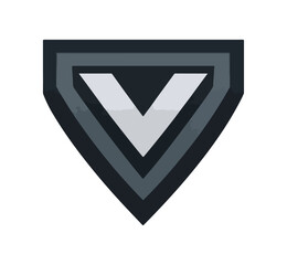 Abstract shield design with stylized v