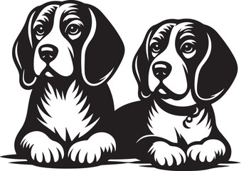 Two Adorable Beagle Puppies Resting Together
