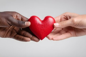 Fototapeta premium Hands share a heart, symbolizing deep generosity and compassionate support.