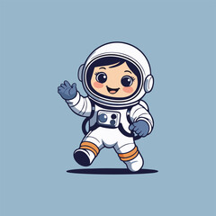 Charming astronaut happily exploring a cave filled with glowing crystals, interacting with tiny, friendly alien critters.