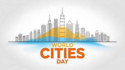Fototapeta premium Modern city skyline illustration for world cities day celebration