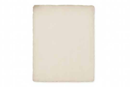 Vintage paper sheet with worn edges, providing a classic backdrop for text or design elements, isolated on transparent background