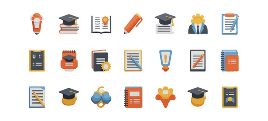 Collection of flat design education icons