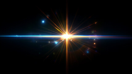 Cinematic Anamorphic Lens Flare Isolated on Black background