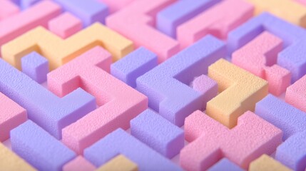 Interlocking colorful puzzle pieces form a complex pattern.