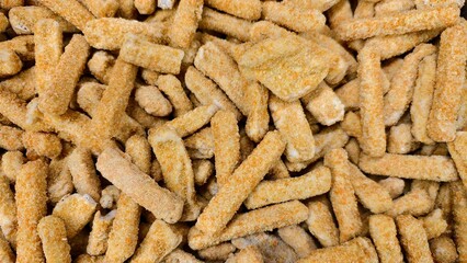 top view of raw chicken nugget stick in market as background