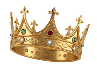  golden 3d king crown isolated on background white