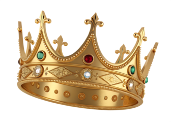 golden 3d king crown isolated on background white