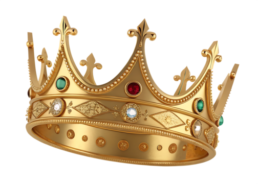  golden 3d king crown isolated on background white