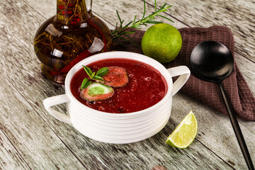 Sweet watermelon gazpacho with cucmber