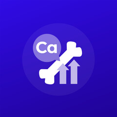 Calcium for bones icon, increase bone density, transparent design