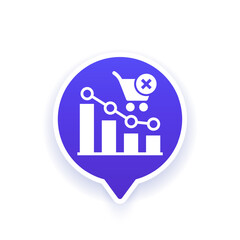 Cart abandonment icon with a graph