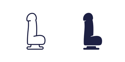dildo icon, sex toy line and solid design on white