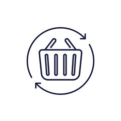reorder icon with a shopping cart, line design