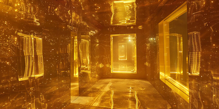 "Illuminated Golden Corridor of Reflections"

