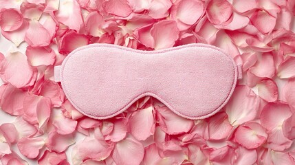 Drift off to sweet dreams with a plush pink sleep mask and delicate rose petals for ultimate relaxation