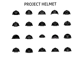 Safety Helmet sihlouette Icon. Editable Stroke Vector Icon.