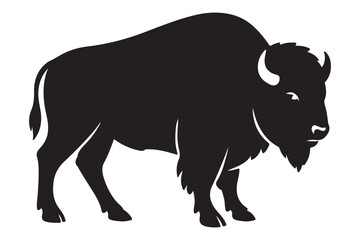 A bold, black silhouette icon of a powerful American bison. This strong animal graphic represents wildlife, nature, and the American West.