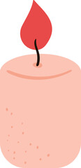 Burning candle with flame isolated. Flat vector illustration