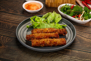 Fried Vietnamese spring roll with special sauce