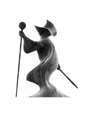 Abstract grayscale sculpture figure design