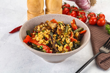 Eastern cuisine - Ptitim with beef and vegetables