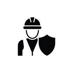 Construction worker with protective shield icon