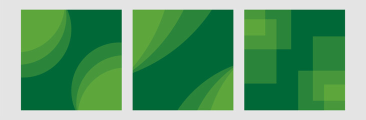 green abstract square banner background template set