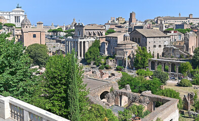 Forum Romanum, Roma, lazio, Italien; von Palatin aus gesehen..
