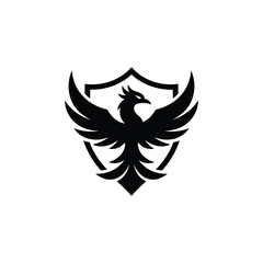 Obraz premium Black phoenix emblem on a shield