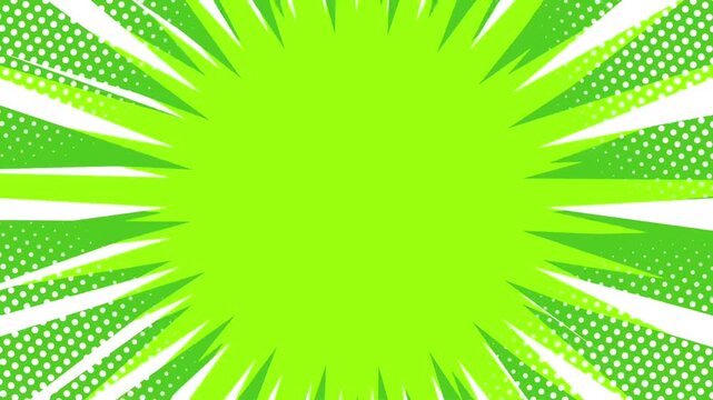 Bright green comic background with powerful radial lines, giving a vibrant and explosive effect perfect for dynamic pop-art scenes