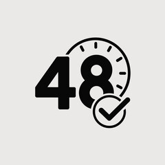 Forty eight hour timer with check mark icon