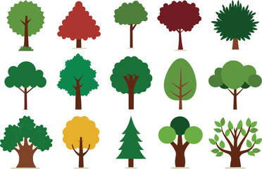 Extensive detailed tree collection graphic set