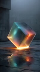 Neon Polygon Cube with Tech Inspired Illumination