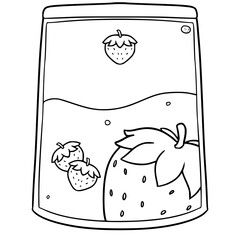 strawberry juice pouch illustration hand drawn outline vector